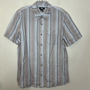 Paige Striped Cotton Relaxed Fit Short Sleeve Button Up Shirt
